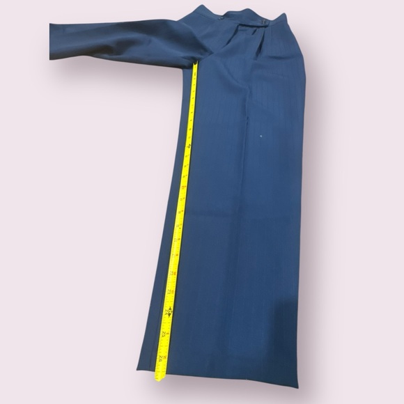 Vintage High Waisted Blue Pinstripe Pleated Trousers Size 8 Fits XS Small - Picture 6 of 13